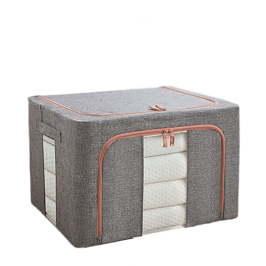 Grey Foldable Storage Box with Crushed Steel Frame Clothes Quilt Toys Organizer