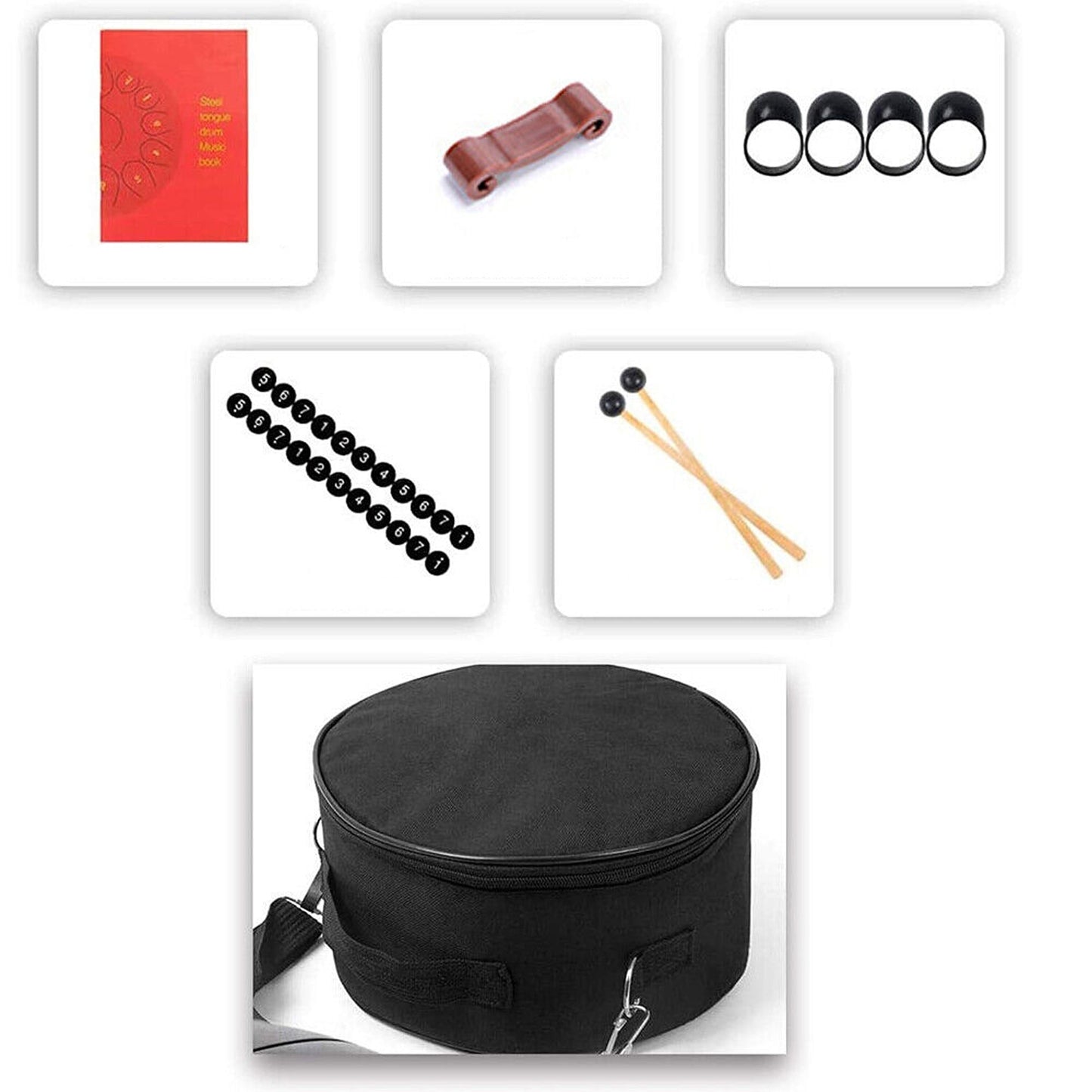 C Key Percussion 11-Tone Steel Tongue Drum with Mallets 10 Inch