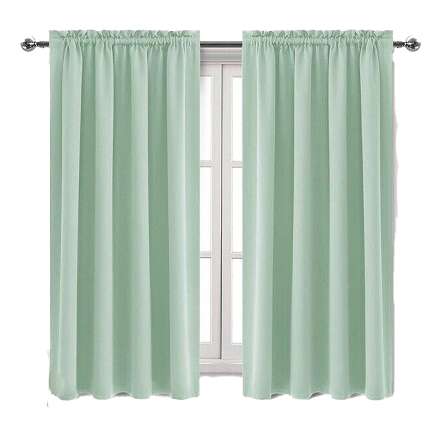 Green Pinch Pleat Thermal Insulated Solid Blackout Drapes