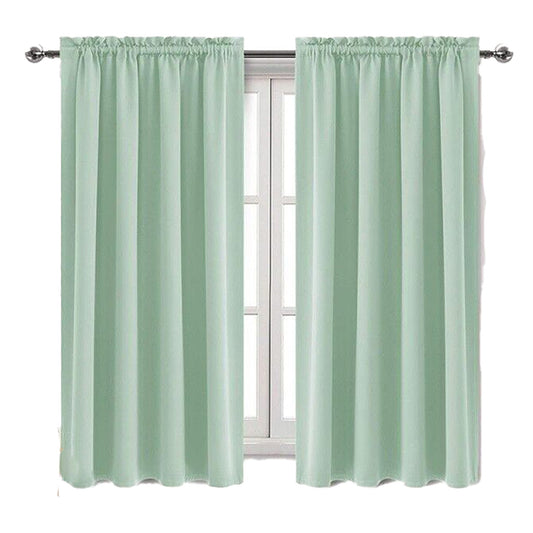 Green Pinch Pleat Thermal Insulated Solid Blackout Drapes