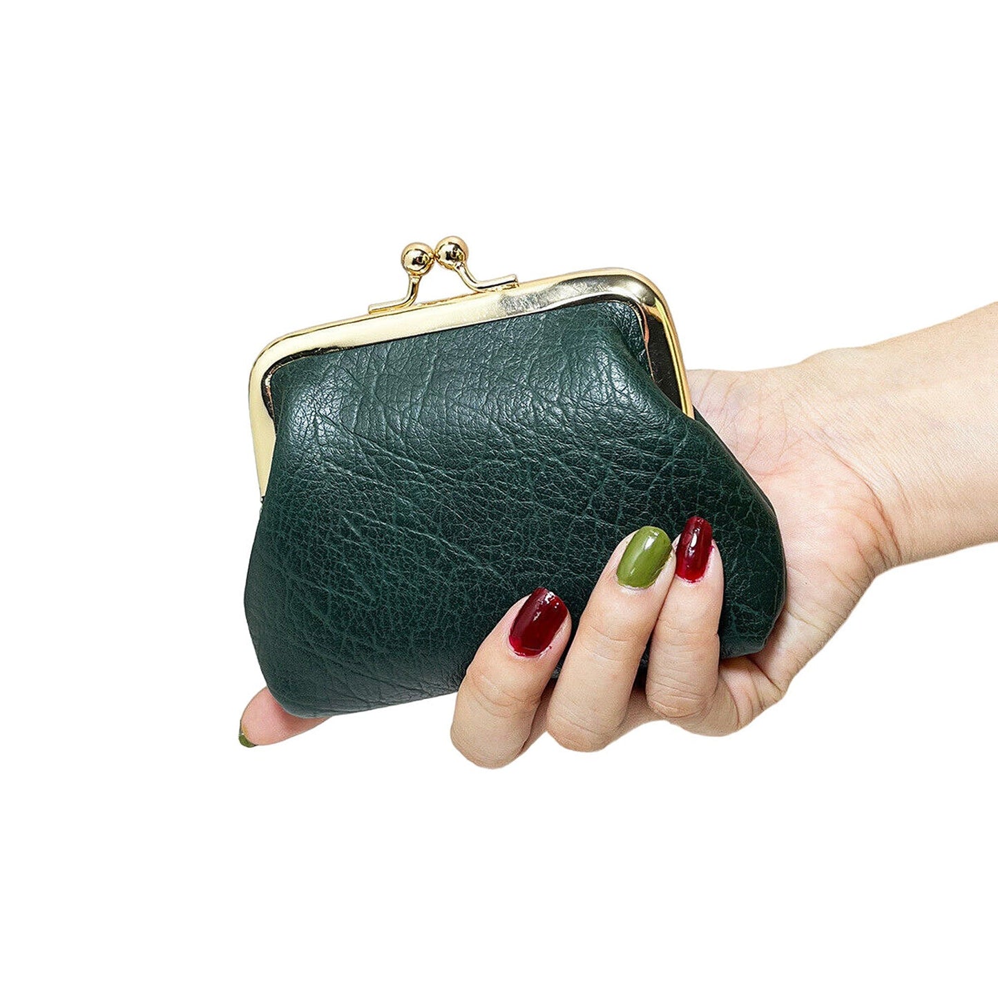 Small Leather Cosmetic Bag for Coin and Lipstick Storage