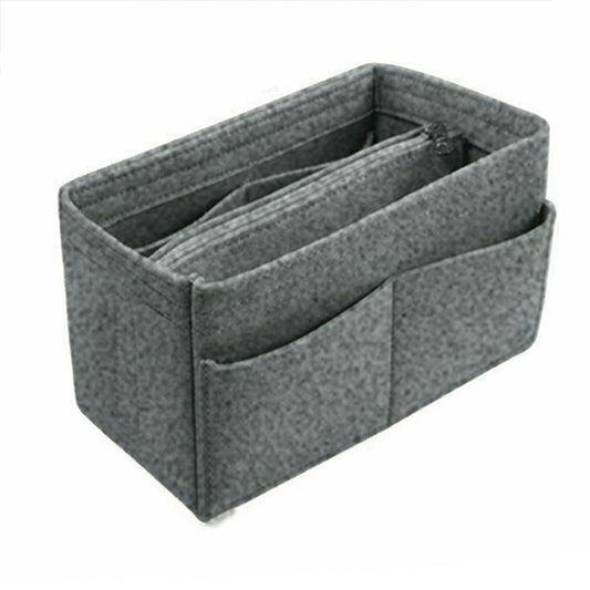 Grey Women Felt Bag Travel Organizer Handbag Tote Insert Liner Purse Pouch