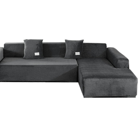 Dark Grey Super Stretch Slipcover Velvet Sofa Covers Couch Cover