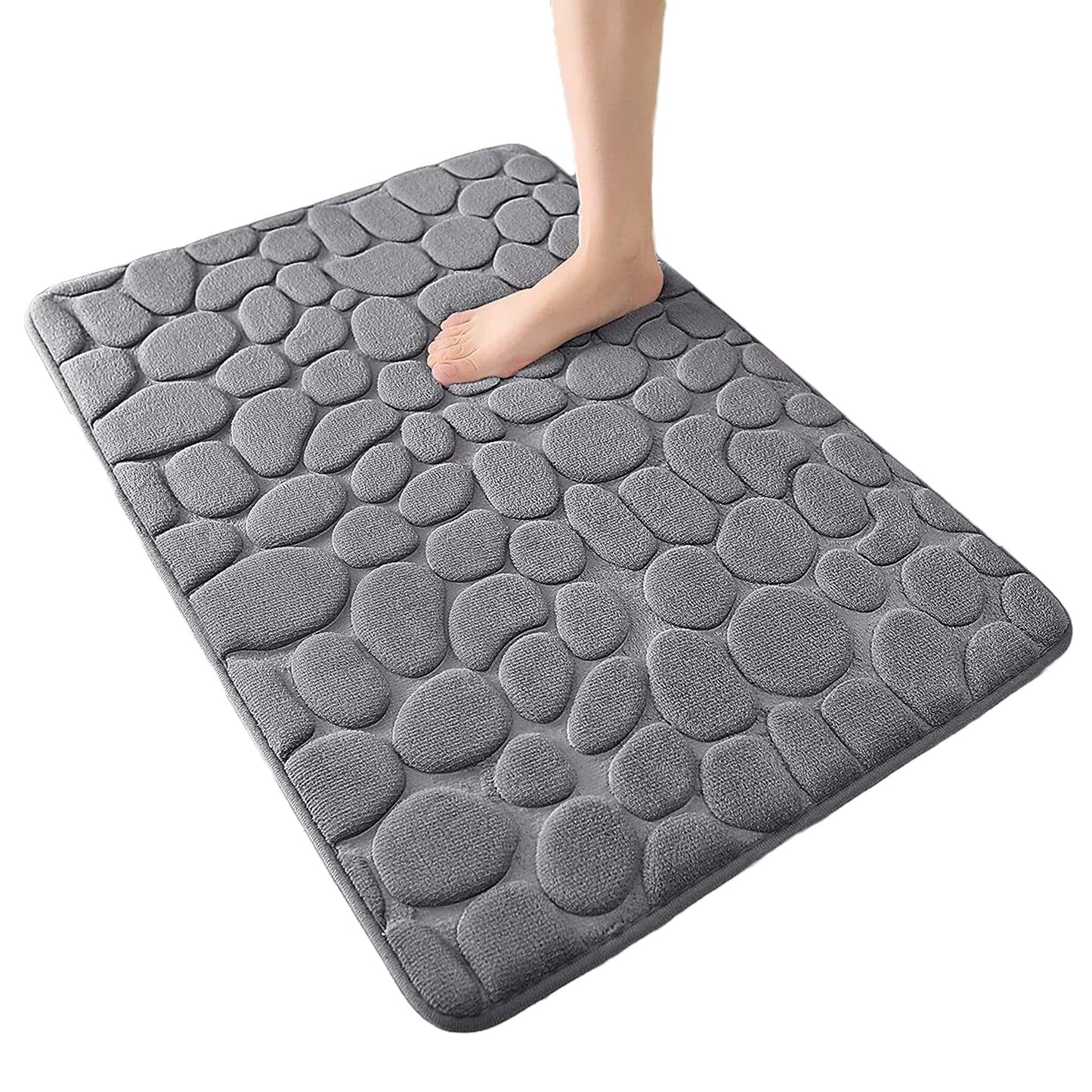 Grey Memory Foam Non-Slip Bath Mat Super Absorbent Bathroom Carpet