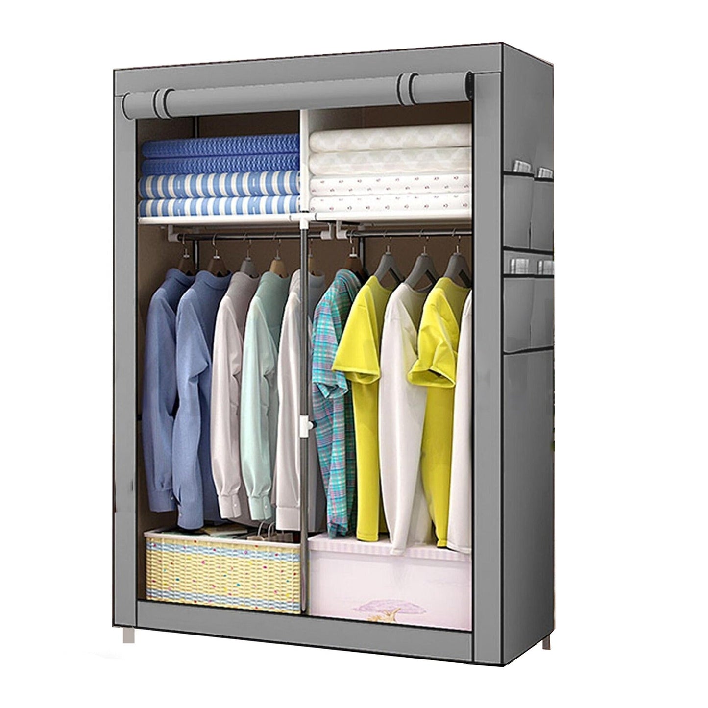 Portable Polyester Wardrobe Closet with Storage Shelves