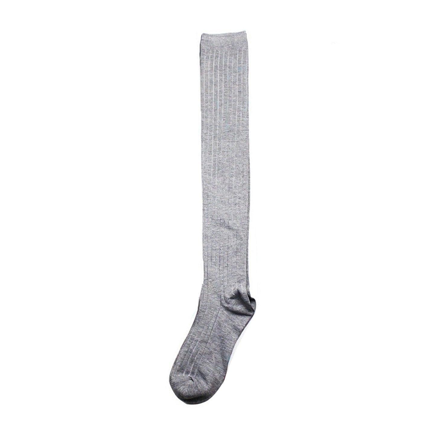 Women Thigh High Socks Solid Color Over Knee Long Cable Knit