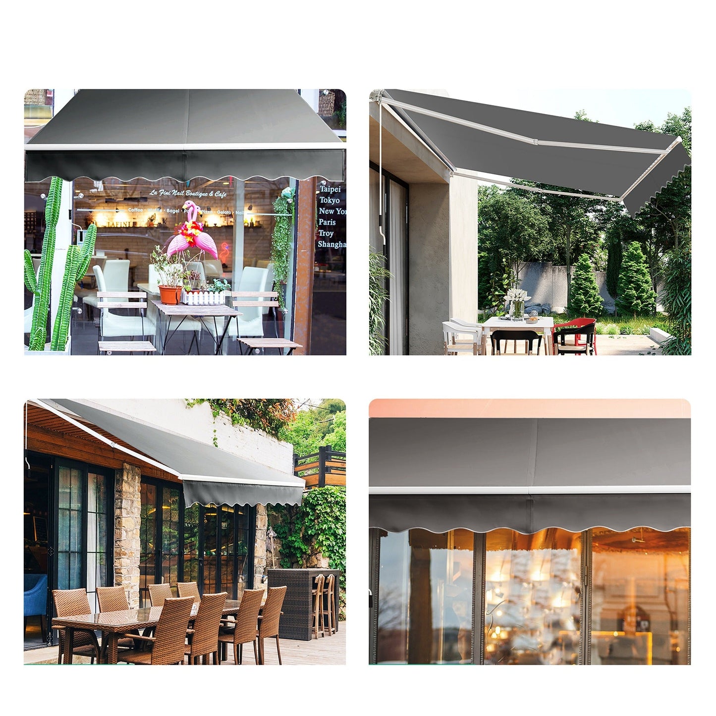 Manual Outdoor Sunshade Canopy Awning with Retractable Folding Arm