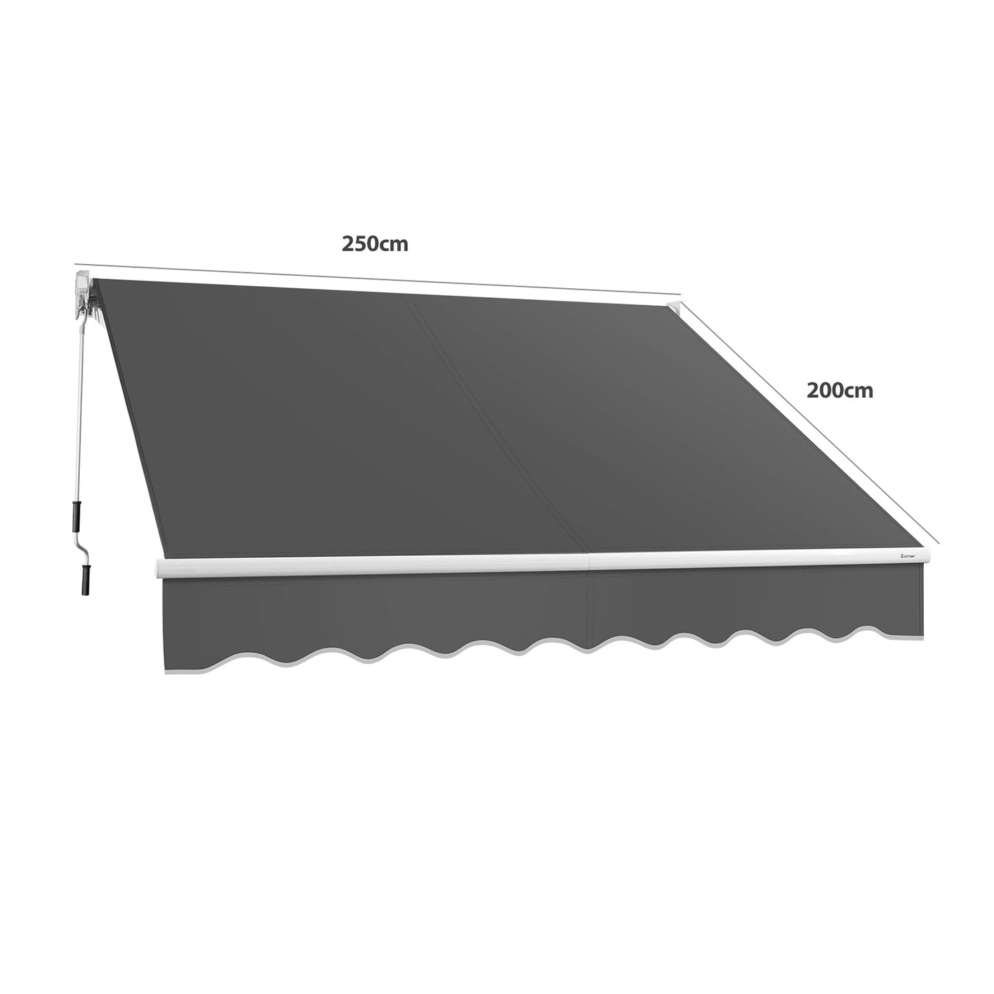 Manual Outdoor Sunshade Canopy Awning with Retractable Folding Arm