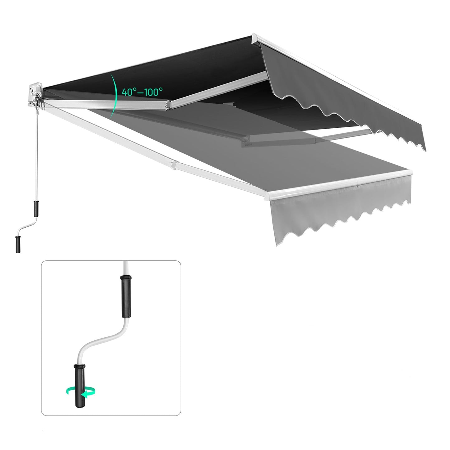 Manual Outdoor Sunshade Canopy Awning with Retractable Folding Arm