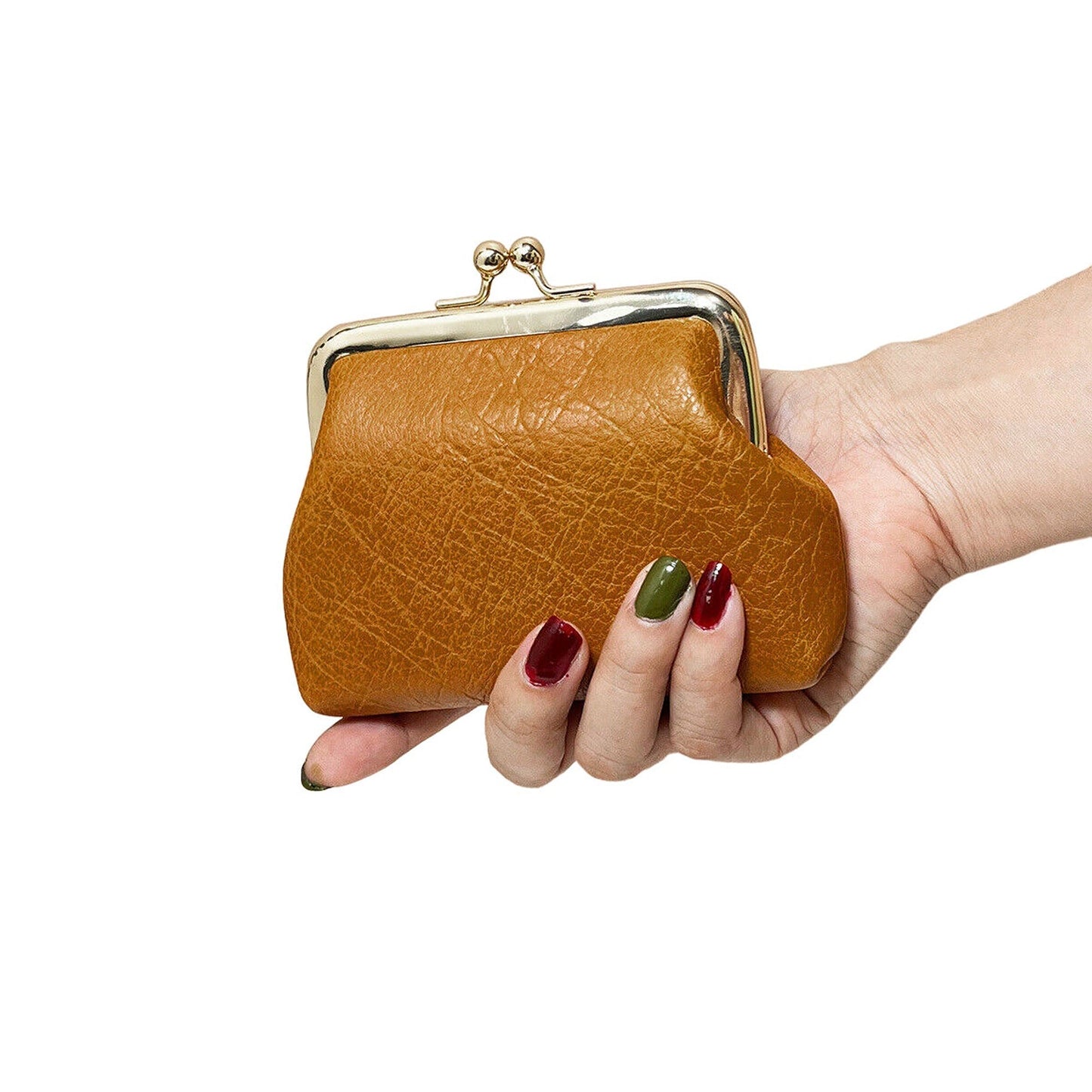 Small Leather Cosmetic Bag for Coin and Lipstick Storage