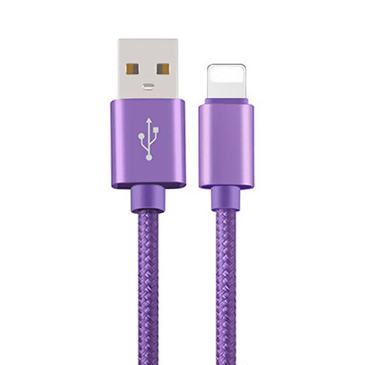 Purple Fast Charging Nylon Micro USB Cable for iOS iPhone