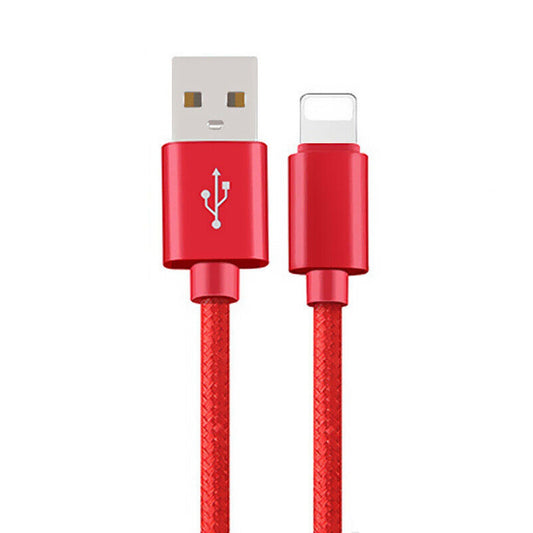 Red Fast Charging Nylon Micro USB Cable for iOS iPhone