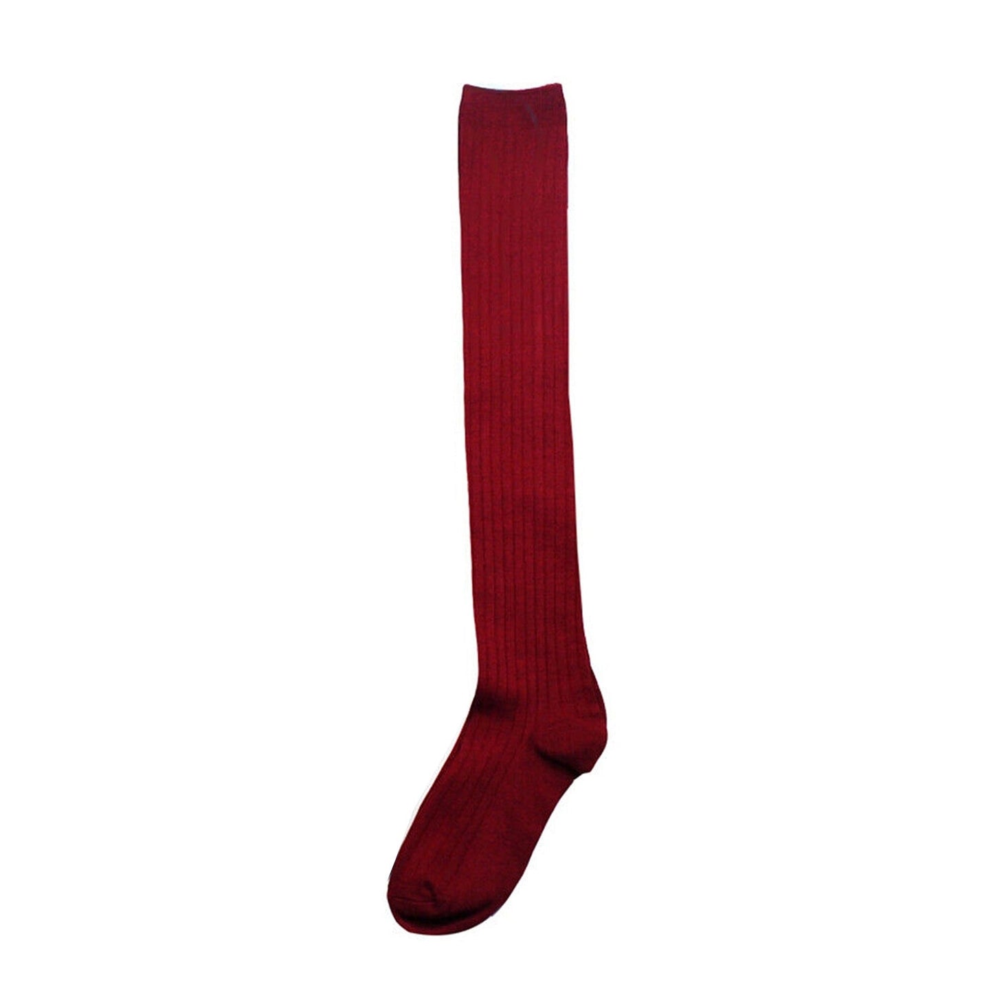 Women Thigh High Socks Solid Color Over Knee Long Cable Knit