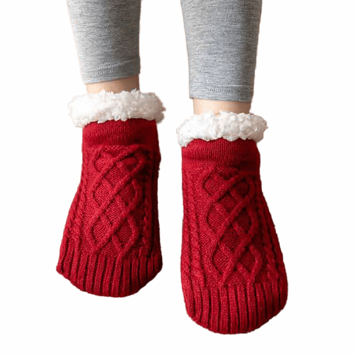 Winter Fleece Lined Women Slipper Socks Warm Fluffy Non Slip