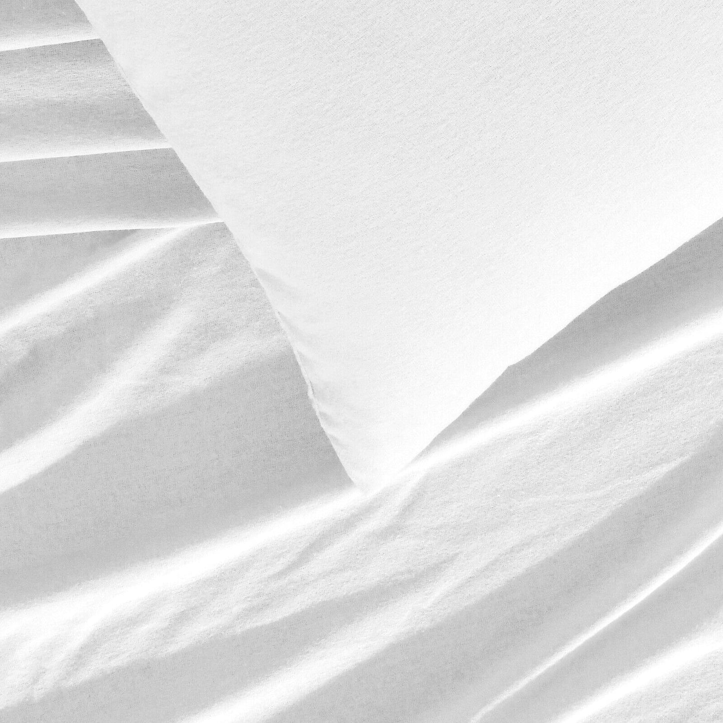 White Cotton Flannelette Sheets Set with Standard Pillow Case Single Double Queen King