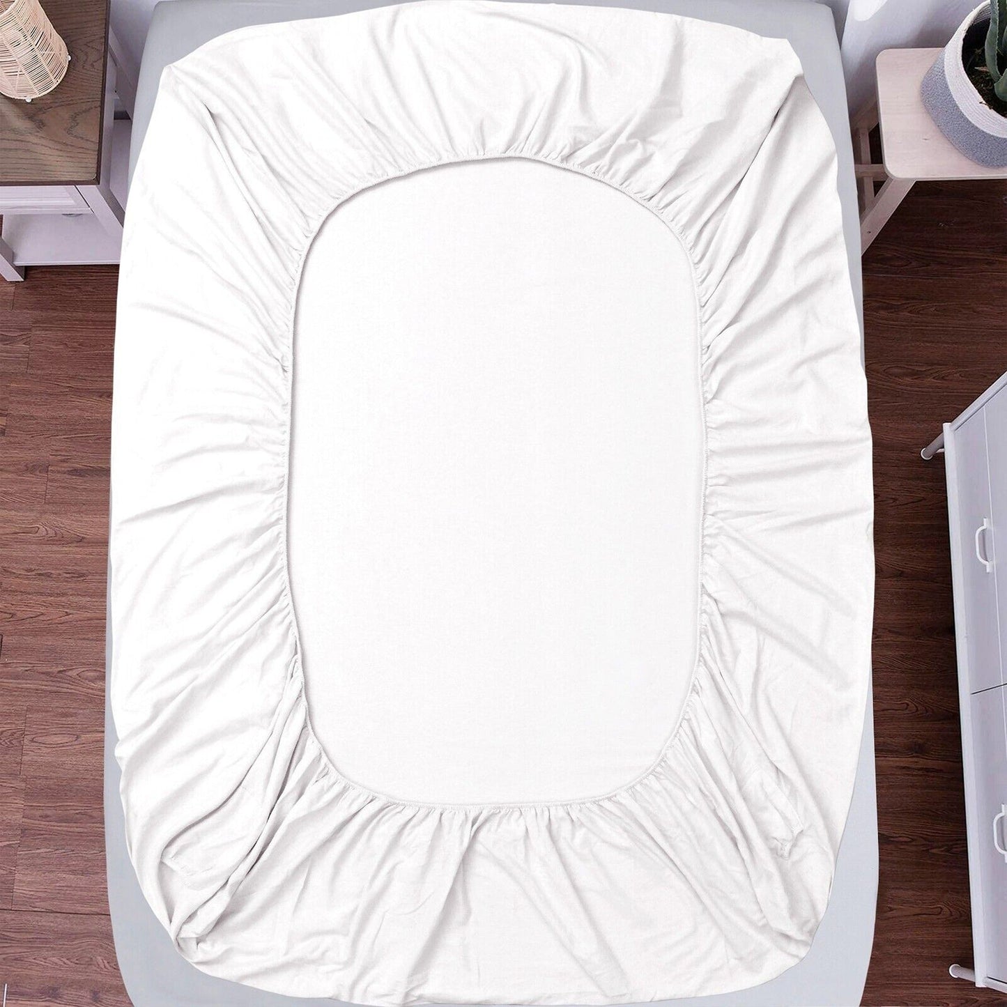 White Cotton Flannelette Sheets Set with Standard Pillow Case Single Double Queen King