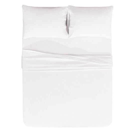 White Cotton Flannelette Sheets Set with Standard Pillow Case Single Double Queen King