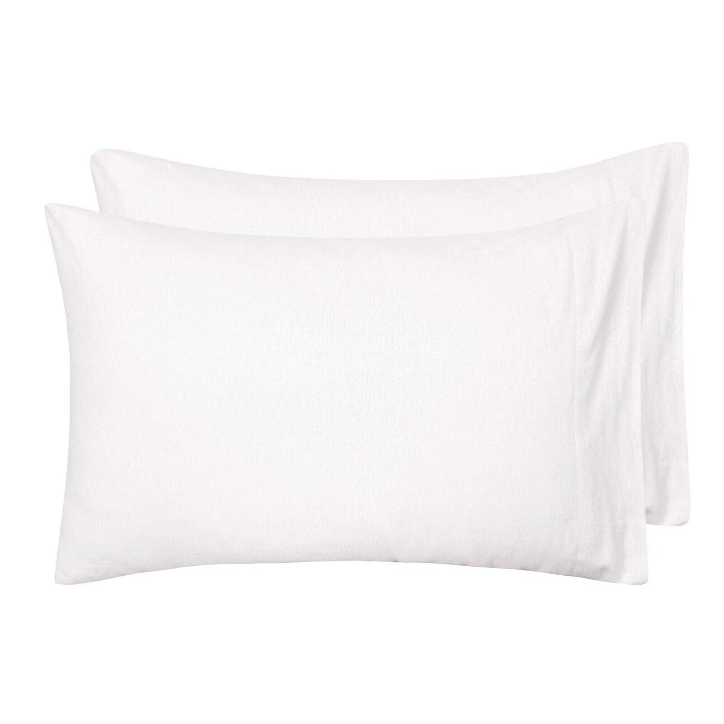 White Cotton Flannelette Sheets Set with Standard Pillow Case Single Double Queen King