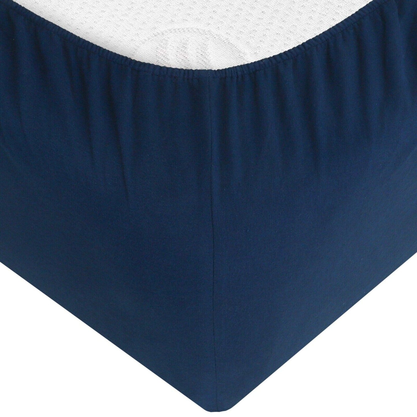 Navy Cotton Flannelette Sheets Set with Standard Pillow Case Single Double Queen King