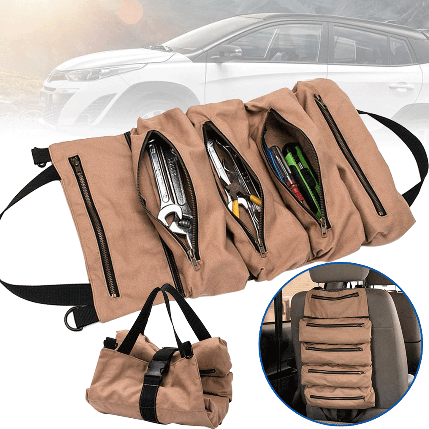 Super Big Canvas Tool Roll Large Organizer Bag for Wrench
