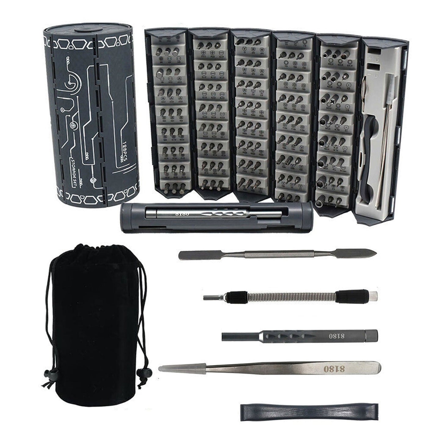 128 Pieces Electronics Repair Magnetic Screwdriver Set