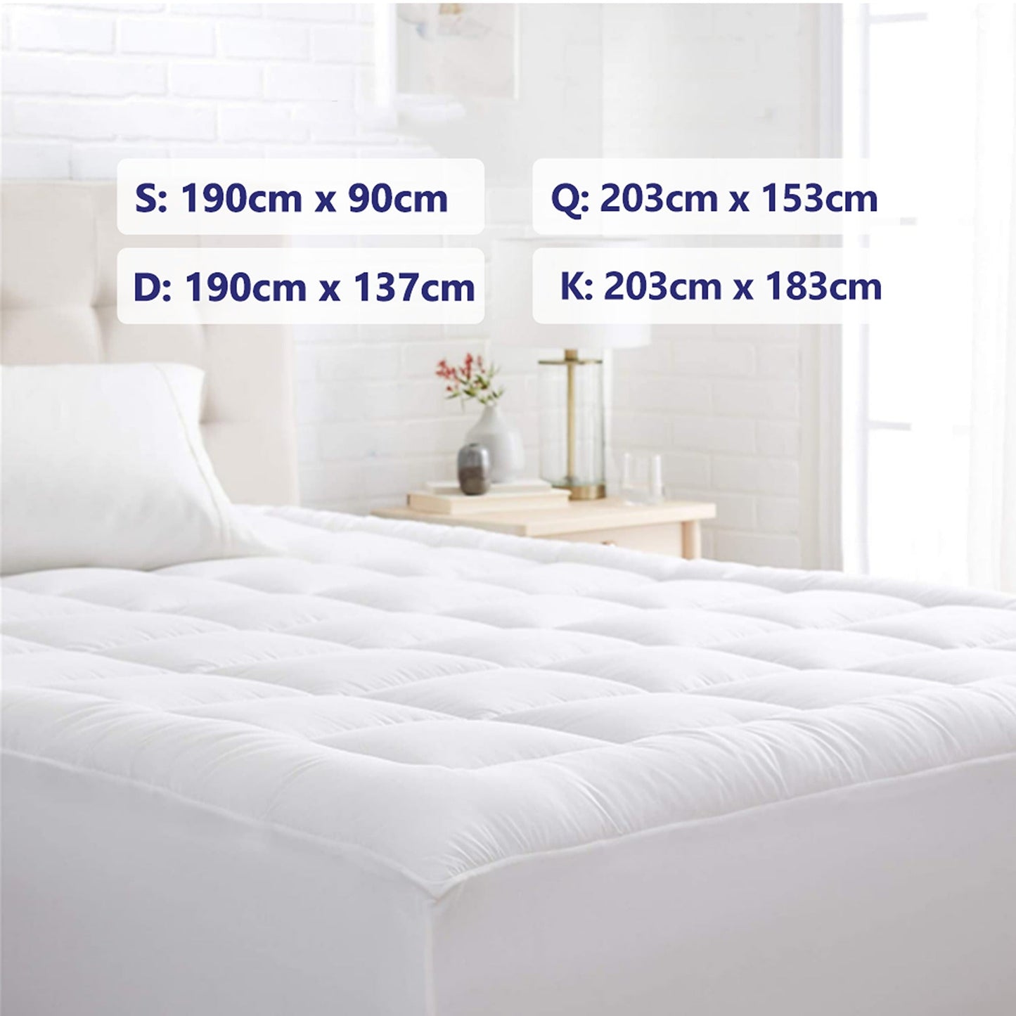 Luxury Bamboo Pillowtop Mattress Topper Queen King Size 1000GSM