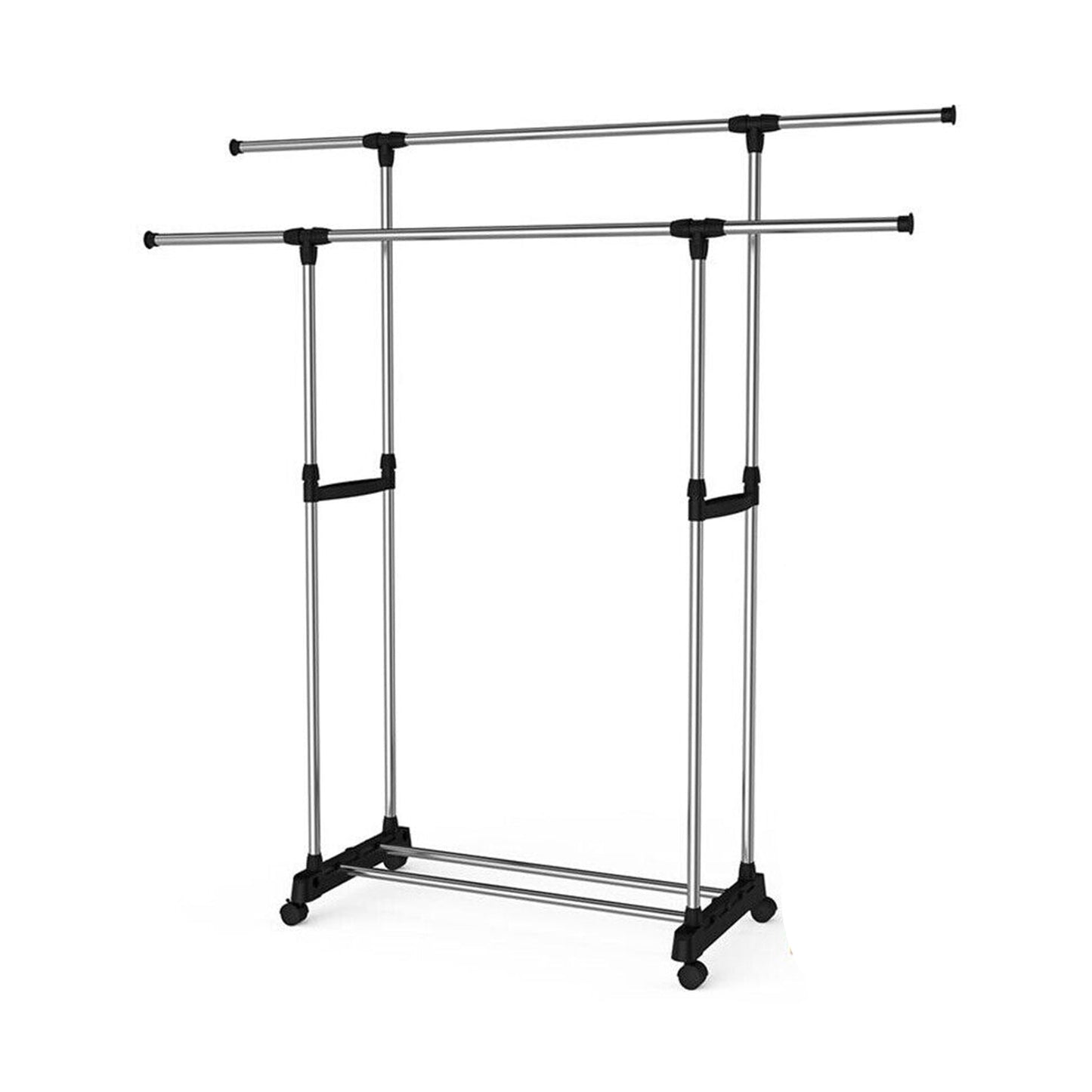 Adjustable Double Stainless Clothes Rack Garment Cloth Hanger with Holder