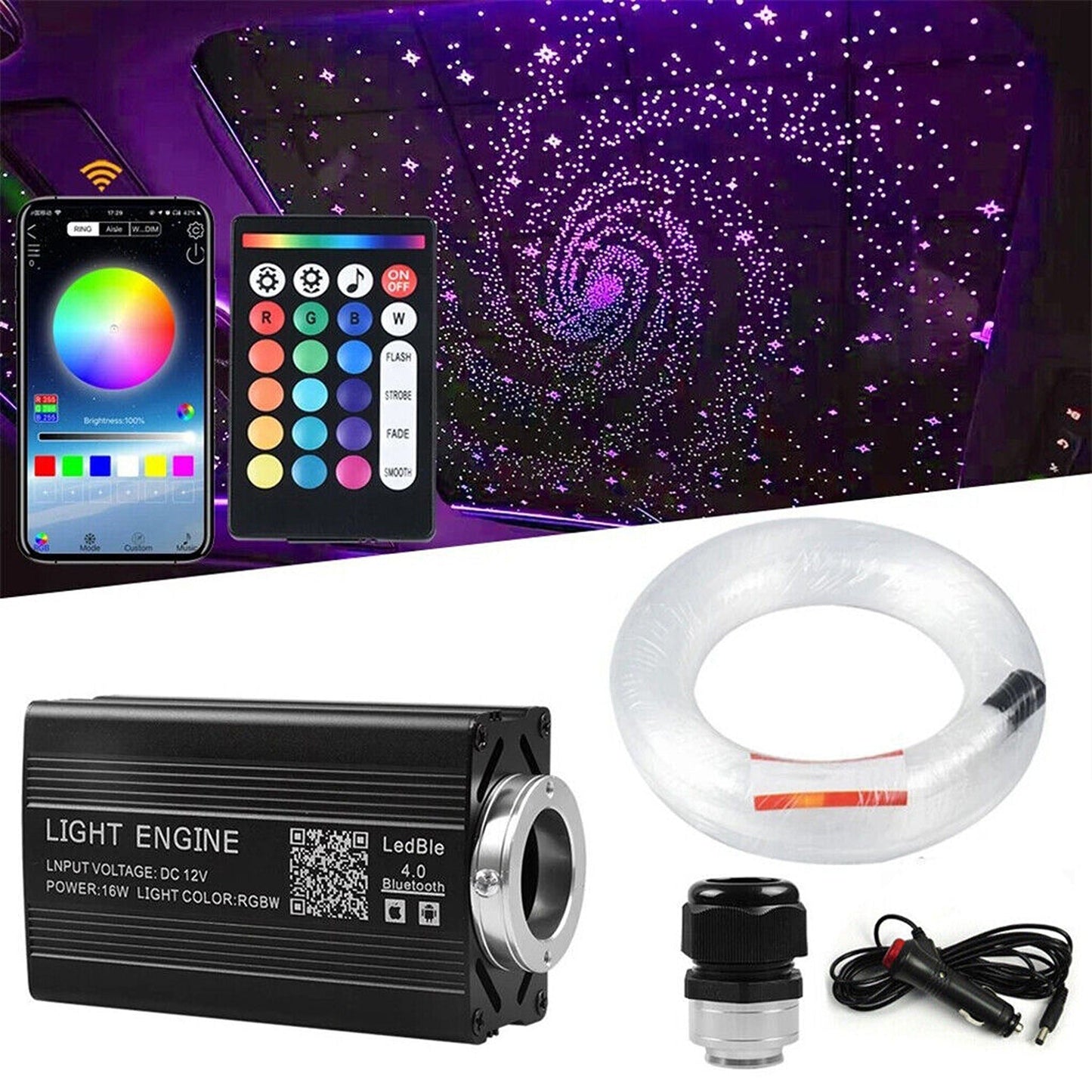 500pcs Twinkle Star Fiber Optic Car Headliner Kit with LED Lights