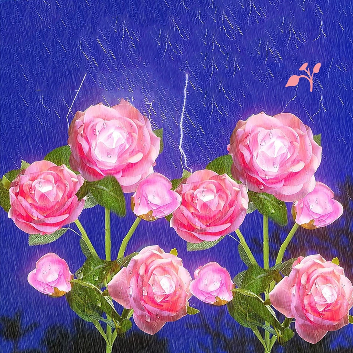 Solar Powered Rose Flower Stake Lights for Garden Path Illumination