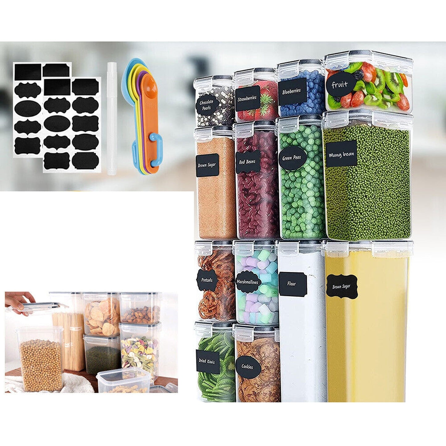 Set of 14 Airtight Food Storage Containers with Lids for Kitchen