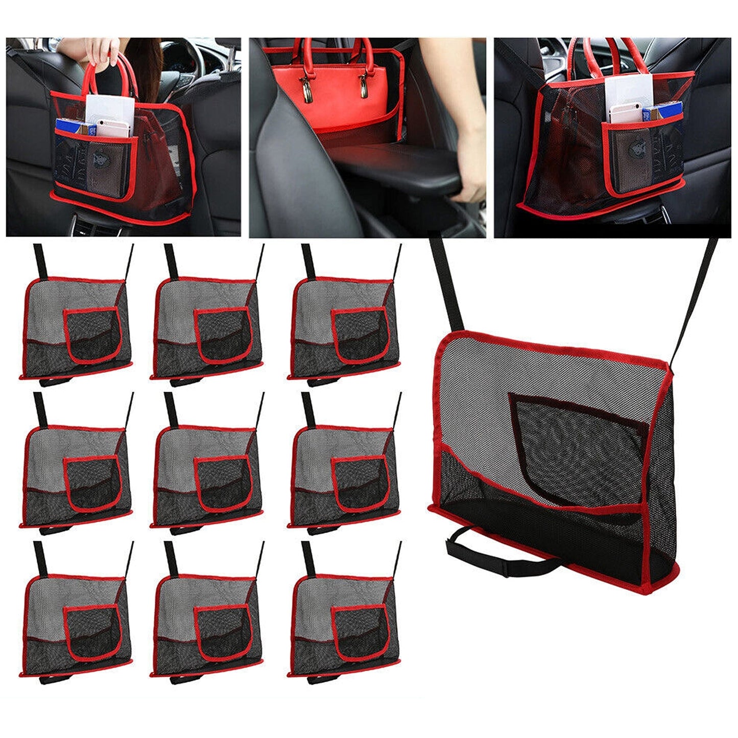 Advanced Car Storage Net for Handbags and Purses Between Seats