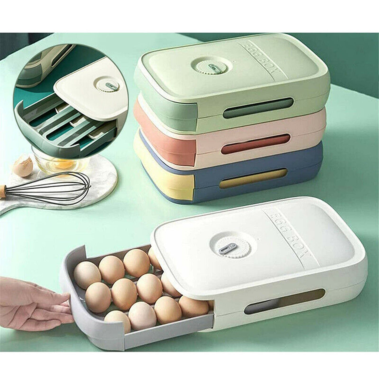 Egg Storage Drawer Type Tray Fruit and Food Kitchen Container