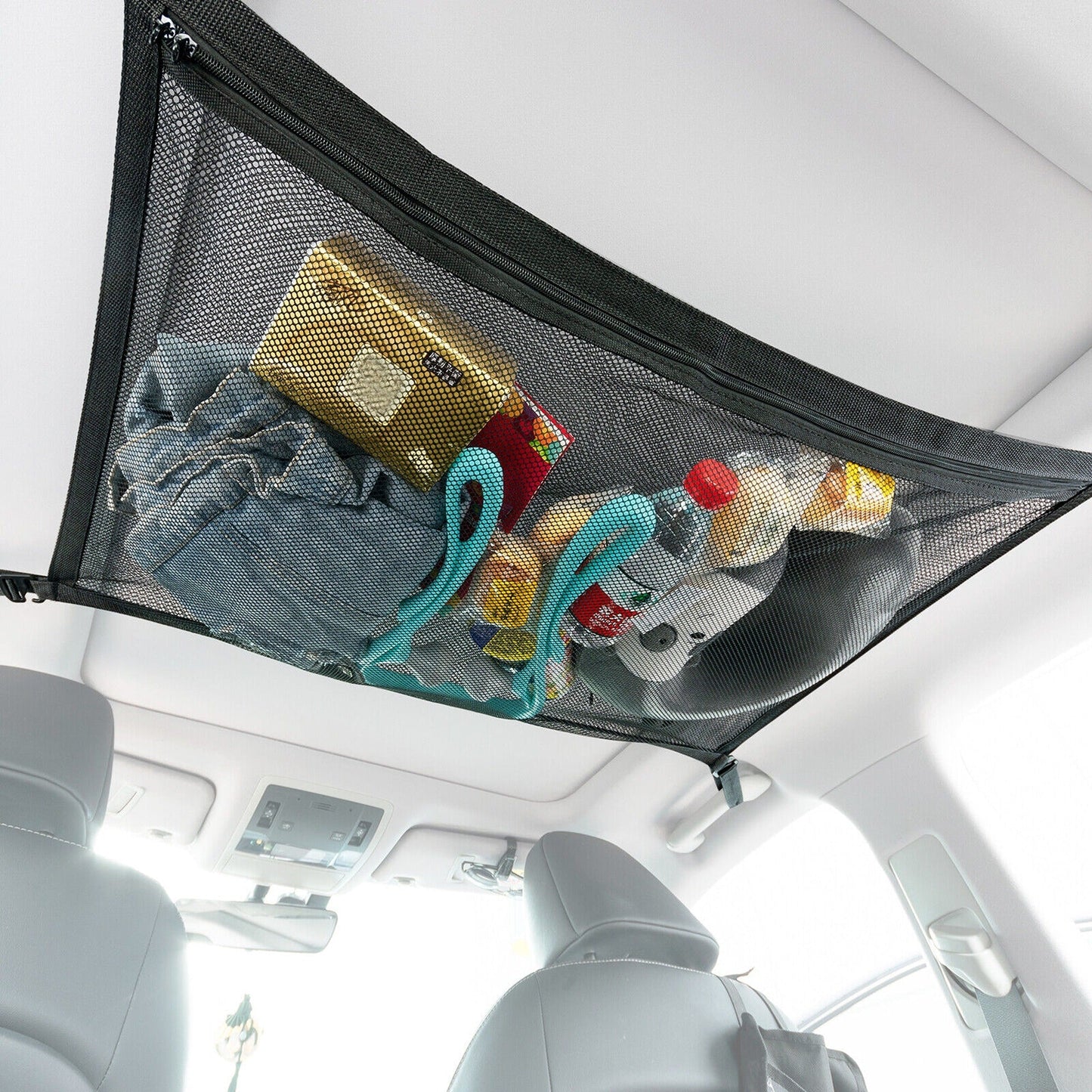 Interior Travel Mesh Storage Zipper Bag for Car Roof Top