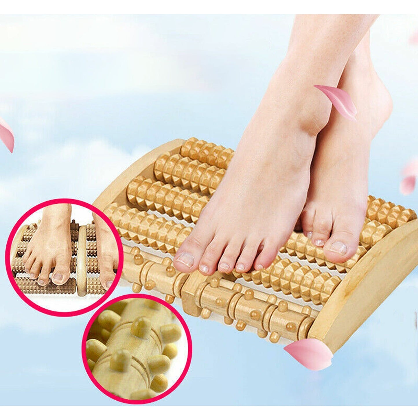 Wooden Foot Massage Roller Plantar Fasciitis Relief Acupressure Tool