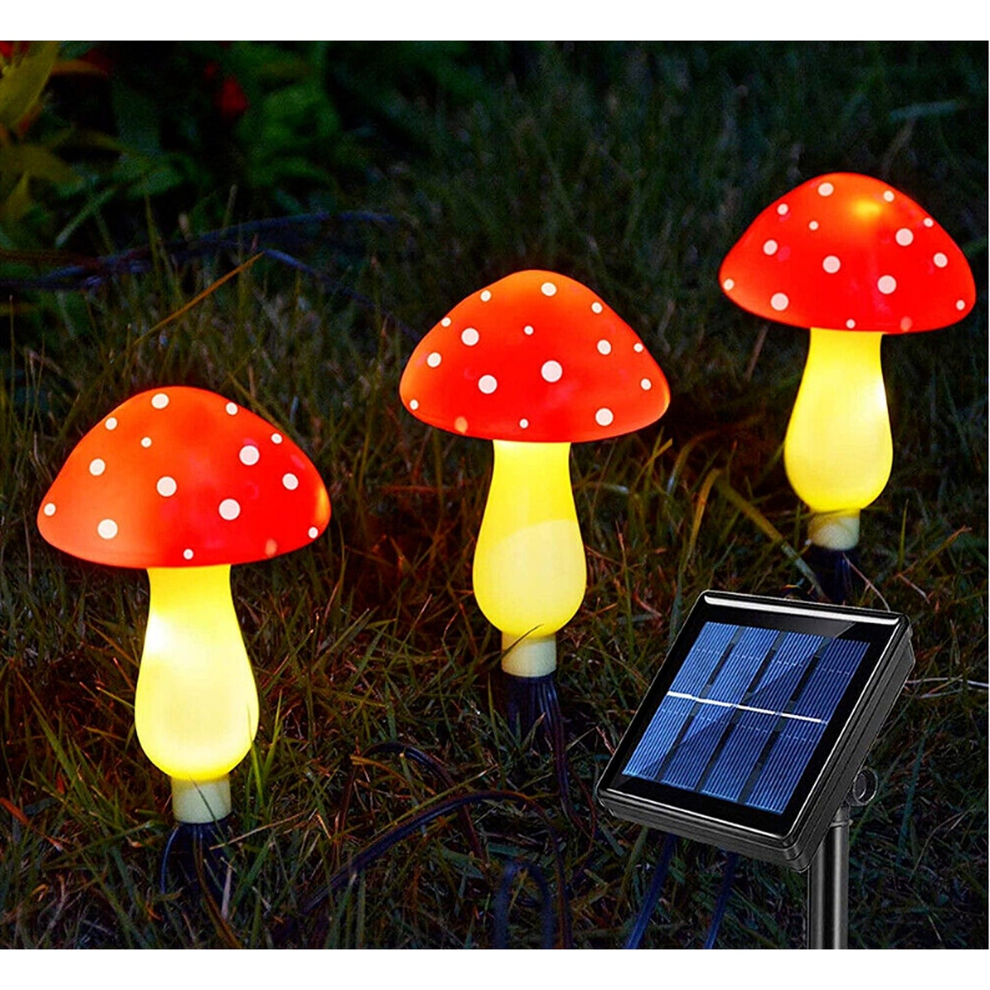Red Solar Mushroom Garden Lights Fairy String LED Decoration