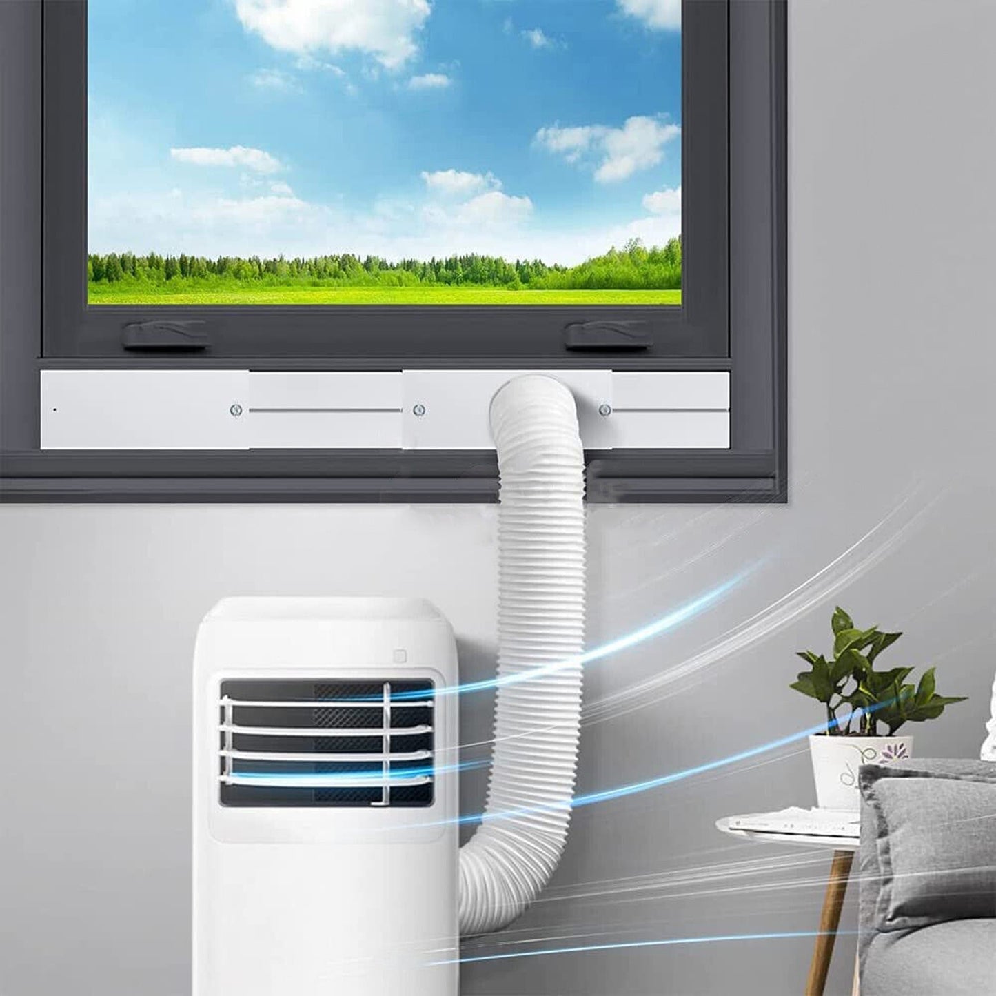 Portable Air Conditioner White Window Slide Kit Plate with Screws
