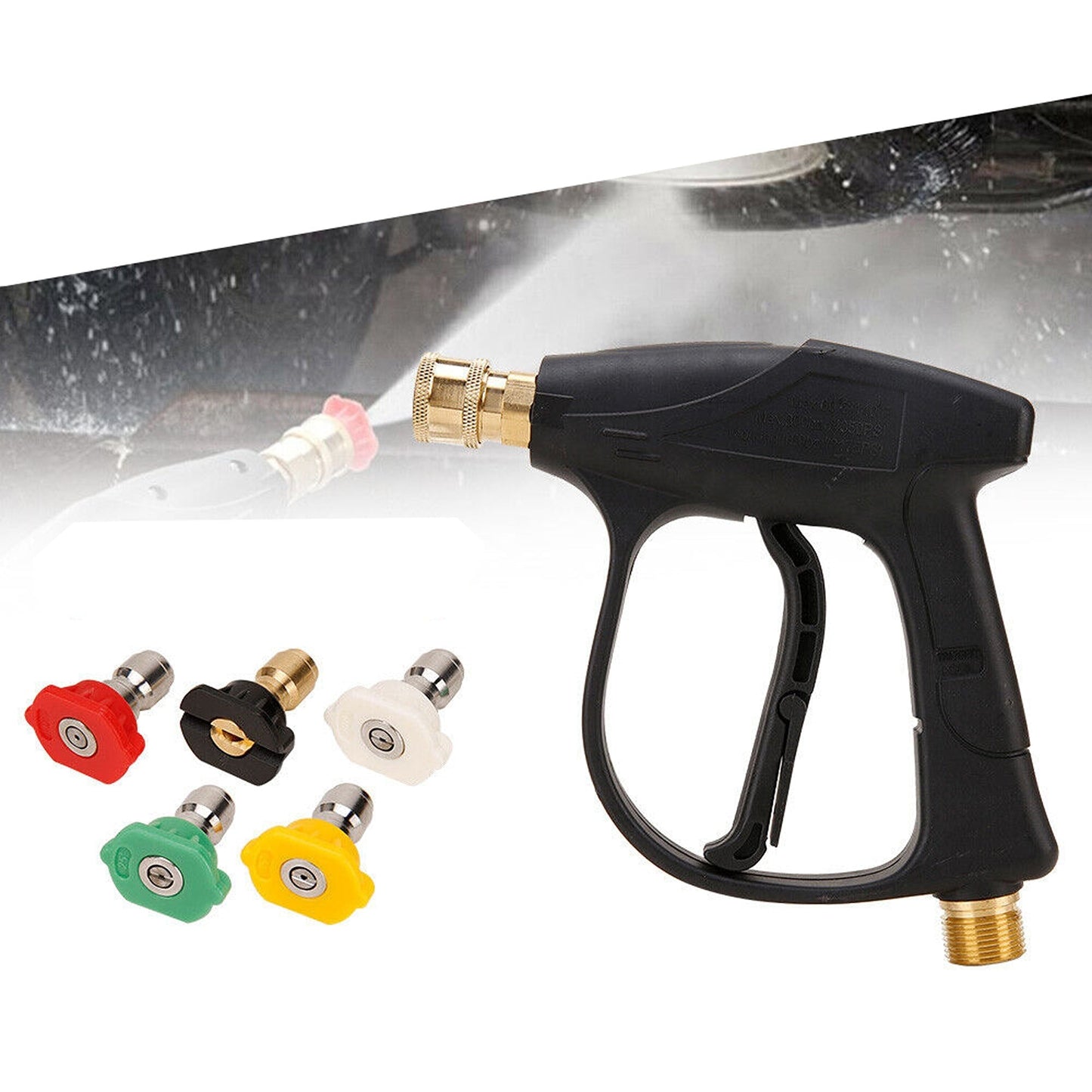 High-Pressure Water Gun for Car Washing with Short Wand and 5 Nozzle Attachments