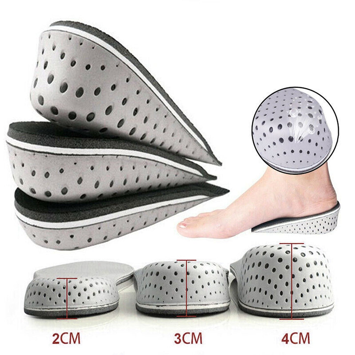 2pcs Height Increase Cushion Insoles Heel Lift Insert Shoe Pad