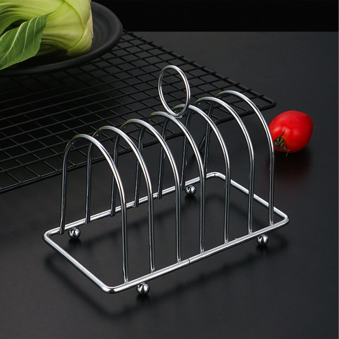Stainless Steel Toast Bread Holder Metal Loaf Slices Rack 8 Slot