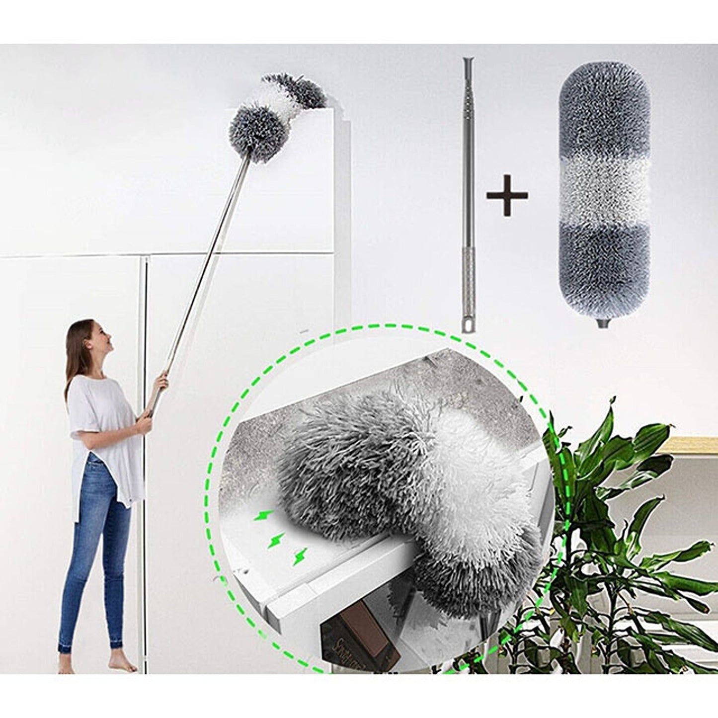 Telescopic Magic Duster with Microfibre Head and Stainless Steel Pole