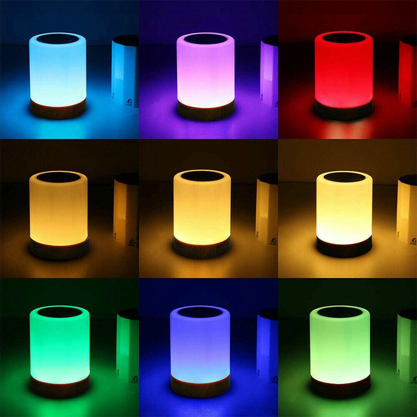 7 Colour USB Rechargeable RGB LED Touch Night Light Dimmable Mood Bedside Lamp