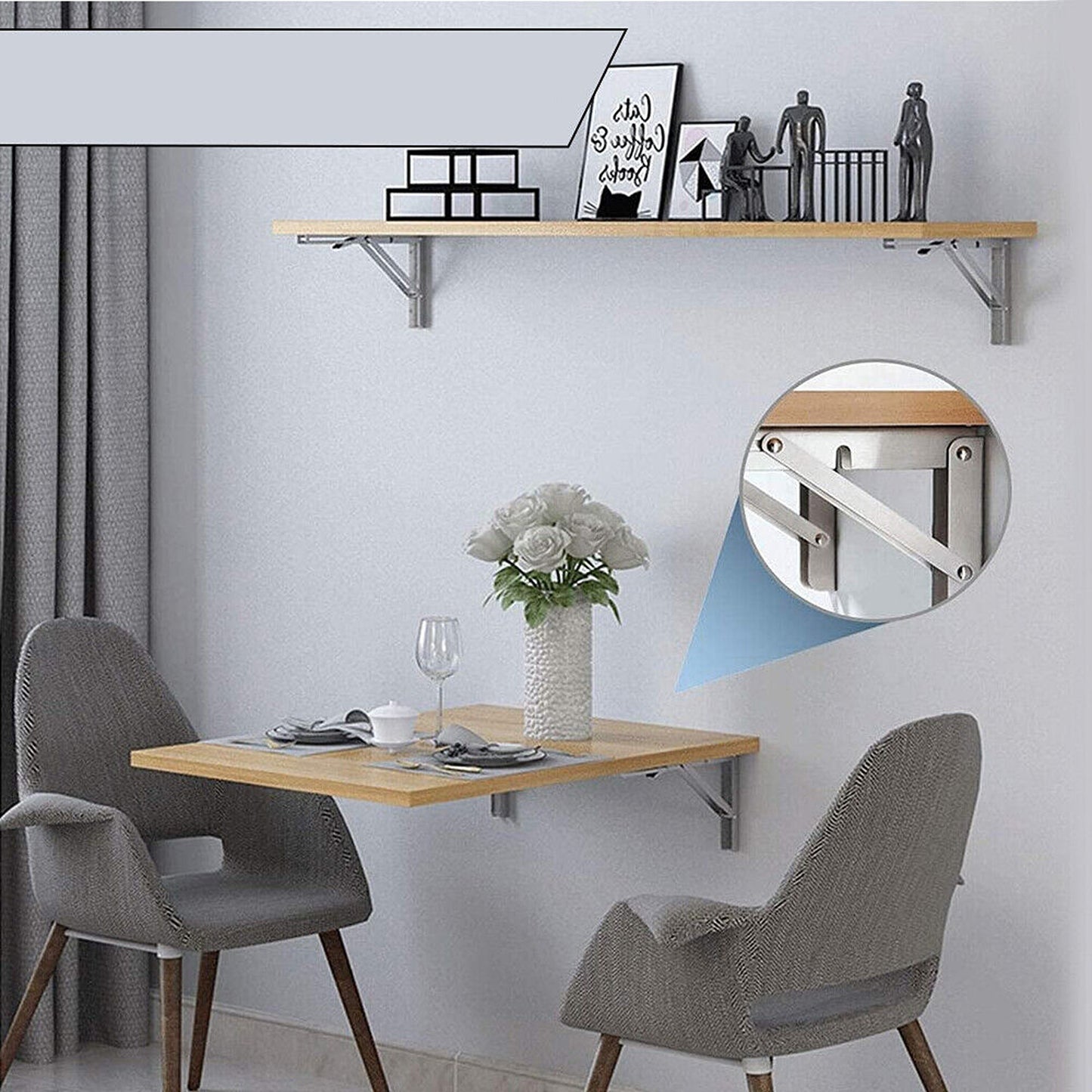 2pcs Stainless Steel Wall Shelf Bracket Folding Heavy Duty