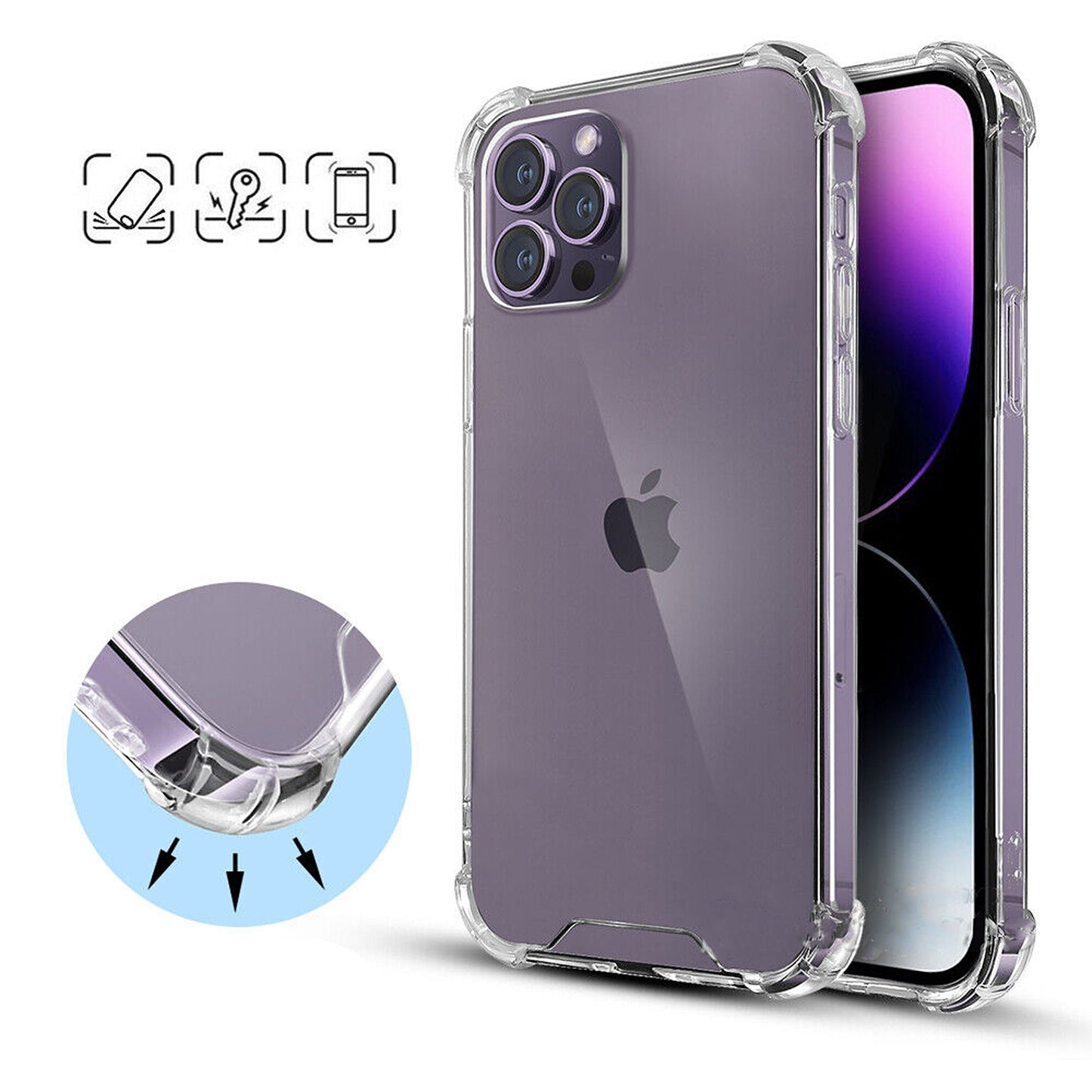 Clear Shockproof Bumper Case for iPhone 15 14 13 Pro Max XS XR Plus