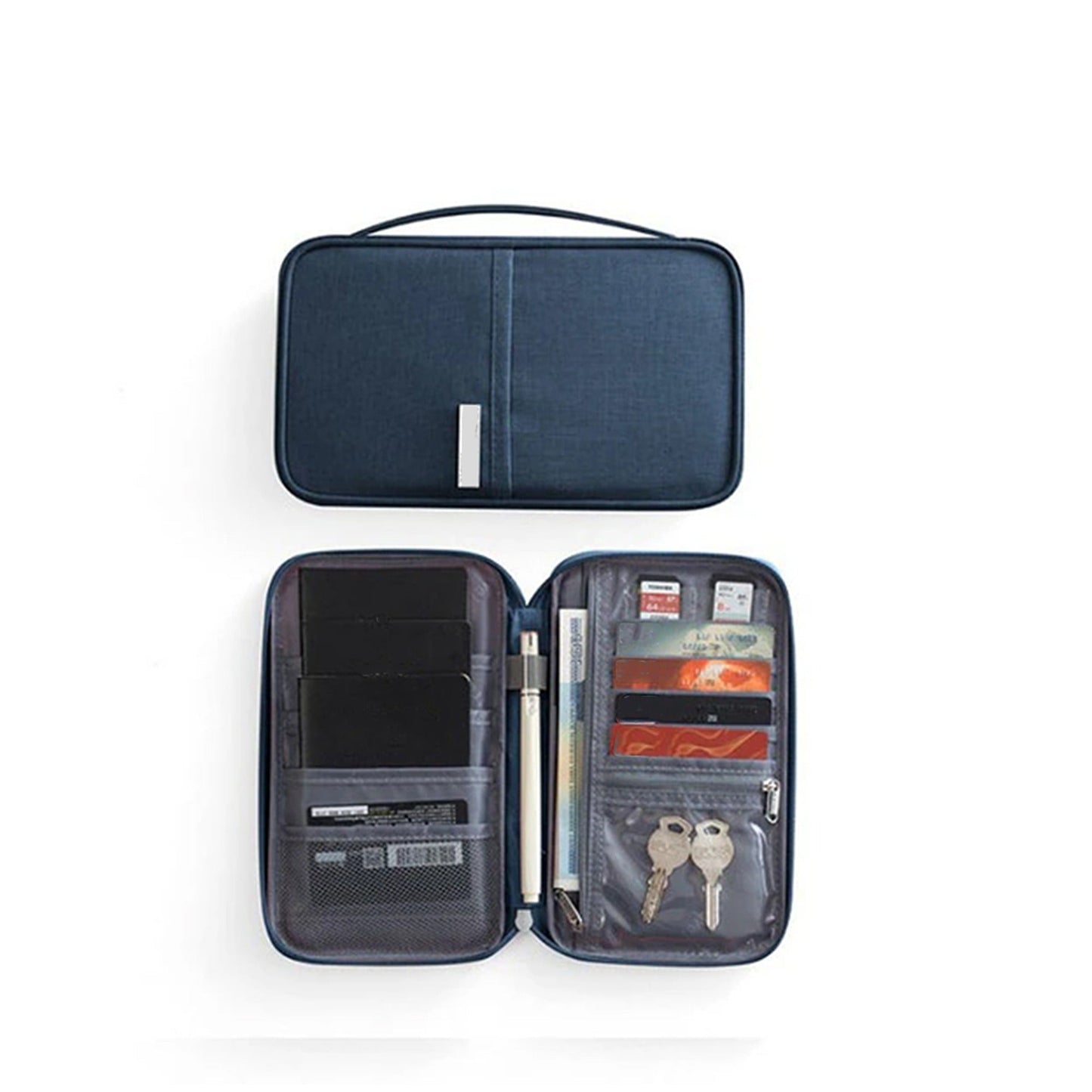 Navy Blue Travel Wallet RFID Safe Waterproof Passport Holder