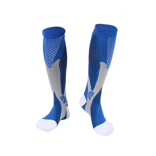 Blue Compression Socks with Copper Stockings Travel and Running Unisex