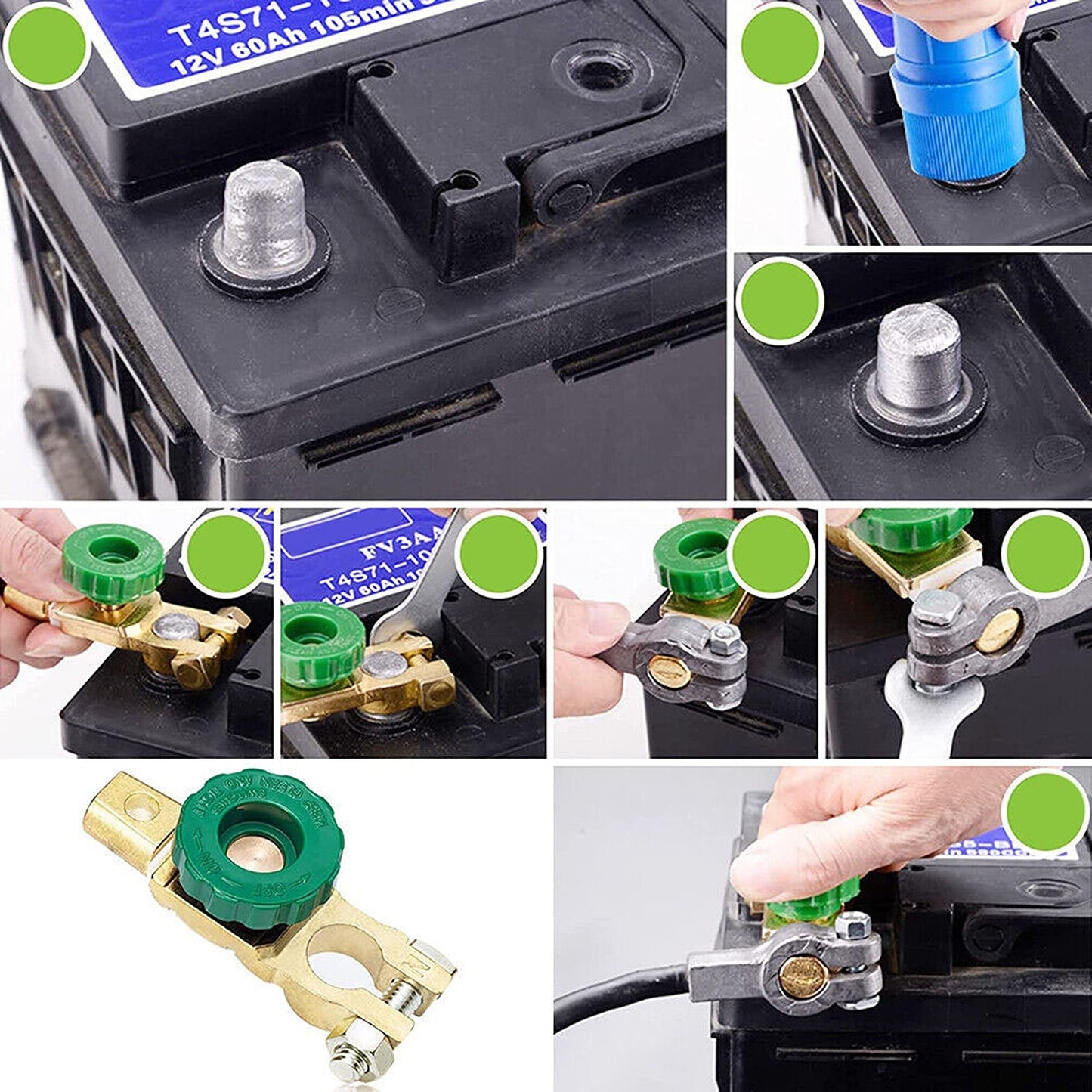 2pcs Motorcycle and Car Battery Disconnect Switch Isolator Cut Off