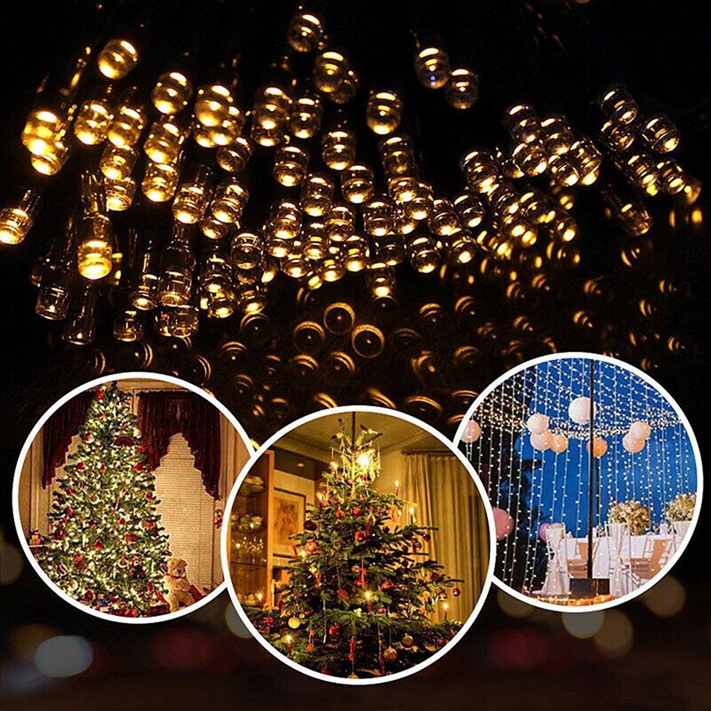 Waterproof Outdoor Solar Fairy String Lights 100 to 500 LEDs 8 Modes