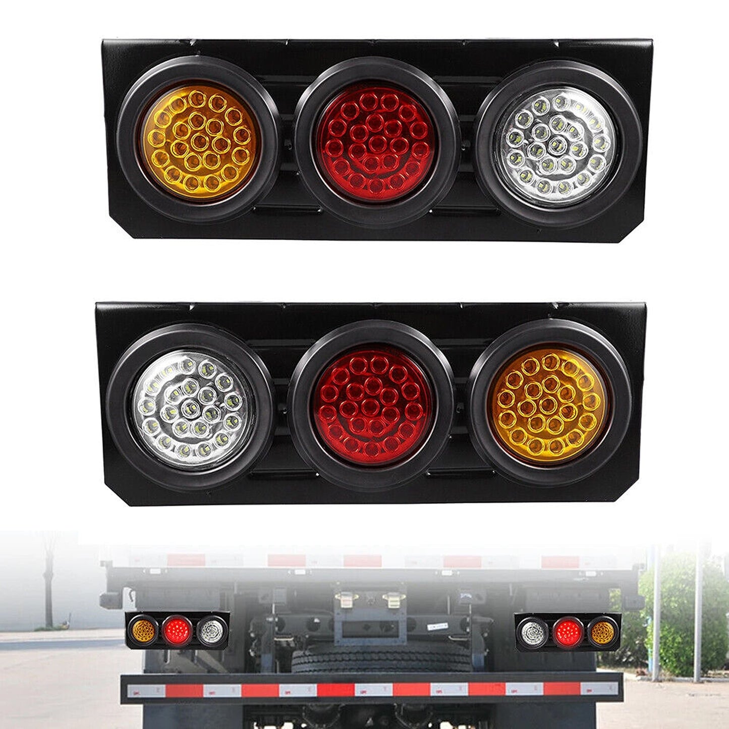 2pcs LED Tail Lights with Stop Indicator for UTE Caravan Truck 63 LEDs 12V
