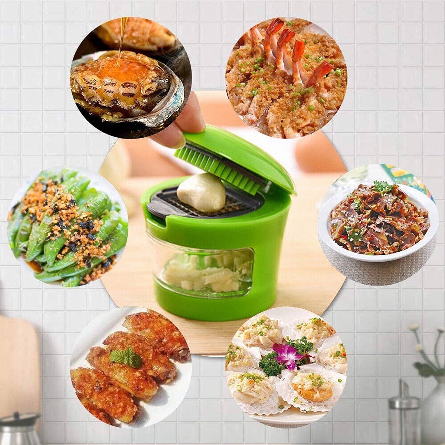 Garlic Press Crusher Stainless Steel Mincer and Peeler Kitchen Tool