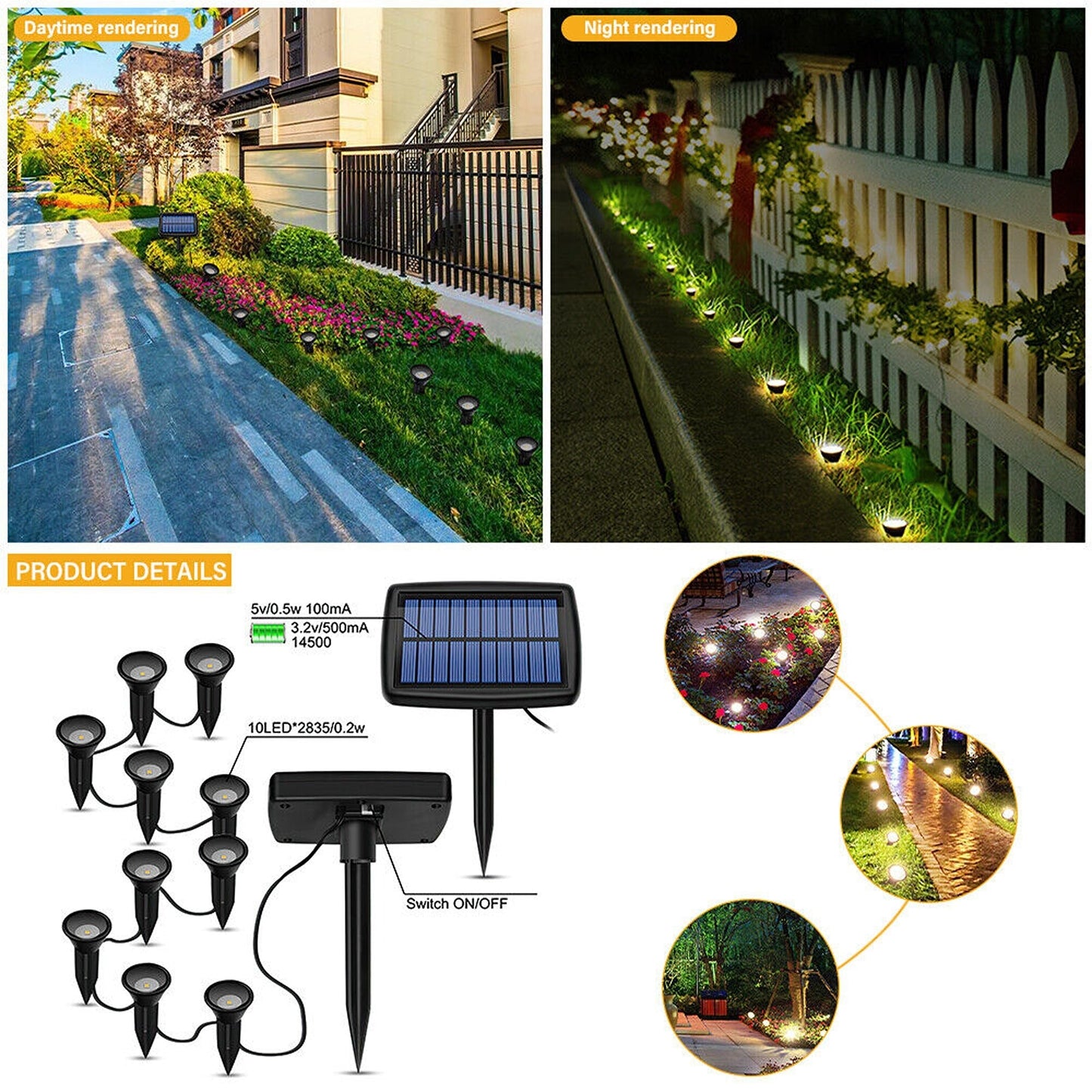 10 in 1 Solar Spot Light Outdoor Waterproof LED Garden Lawn Lights
